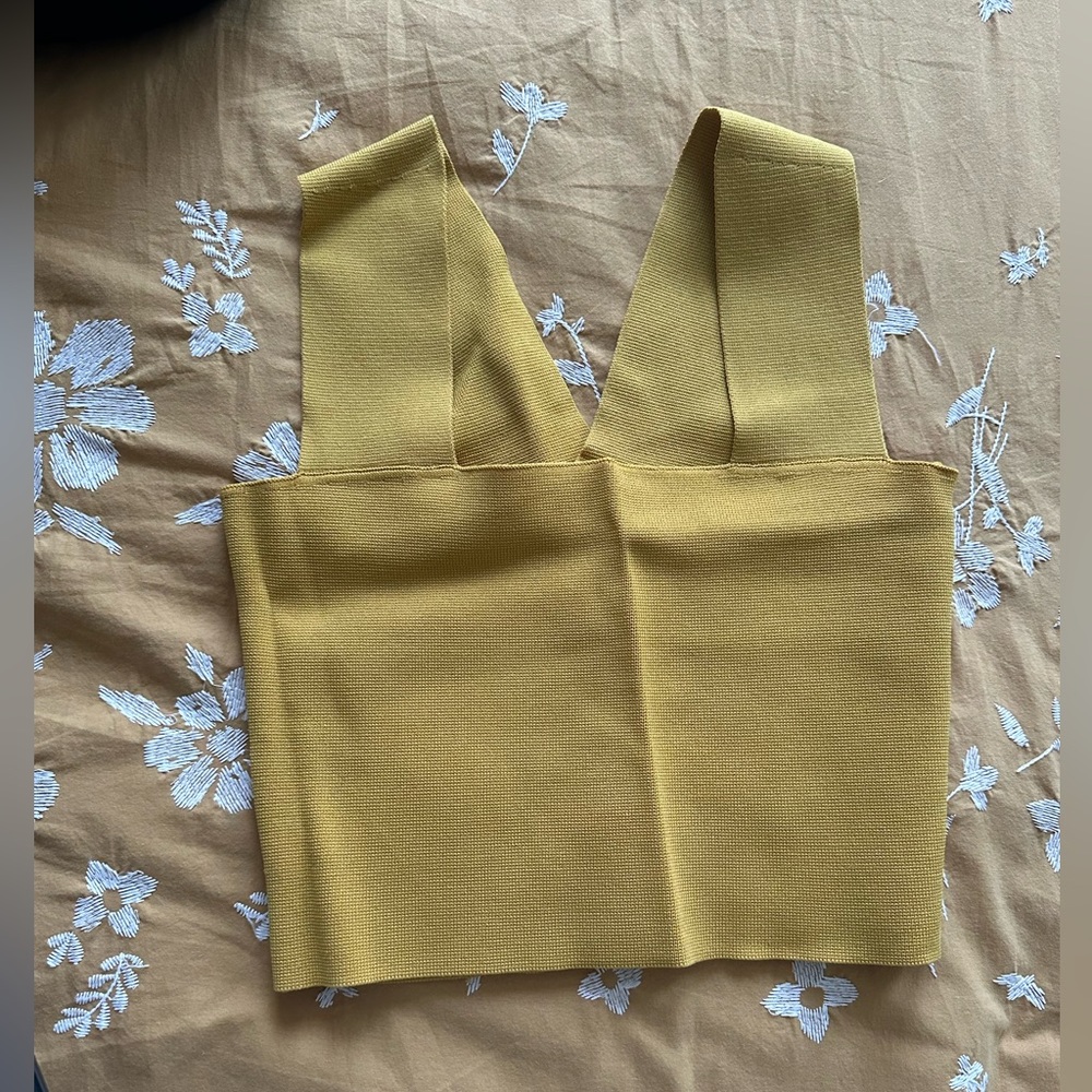 LF Yellow Square Neck Crop Top